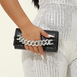 New Shining Water Diamond Chain Crocodile Pattern Impossible Handbag