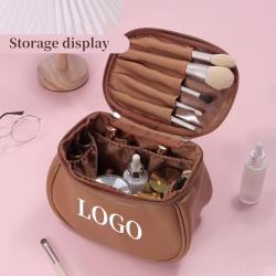 oem private label waterproof portable makeup skincare case travel cosmetic bags organizer with brush compartments