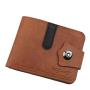 HR329 Men's Short Buckle Coin Wallet ID Card Pu Wallet Horizontal Square Zipper Grid Card Slot Casual Business Father's Day Gift