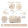 2PCS Women Quilted Weekender Travel Duffle Bag with Toiletry Bag Carry on Overnight Gym Travel Duffle Bag with Wet Pocke