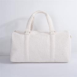 Keymay RTS Low MOQ Bridesmaid Gift Honeymooon Wedding Plush Sherpa Weekender Bag Sherpa Duffle Bag Foldable Travel Duffel Bag