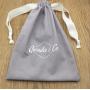 Custom Logo Printed Linen Cotton Drawstring Pouch Soft Light Grey Blue Cotton Linen Gift Packaging Bag