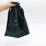 Flexography Customized Dark Green Velvet Drawstring Travel Shopping Handbag Small Medium Velvet Cosmetic Makeup Gift Bag
