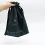 Flexography Customized Dark Green Velvet Drawstring Travel Shopping Handbag Small Medium Velvet Cosmetic Makeup Gift Bag