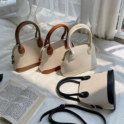 2024 New Japanese Fashion Women Hand Bag Design Handbag PU Splicing Single Shoulder Crossbody Bag Leisure Canvas Shell Bag