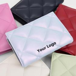 New Arrival Custom Logo Quilted Short Long Womens Wallet Pu Leather Stylish RFID Lady Zipper Purse Ladies Card Holder Wallet