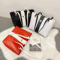 Gelory Customized Crocodile Pattern PU Leather Ladies Shopping Tote Women Hand Bags Large Capacity Lock Strap Shoulder Bag
