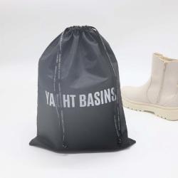 Custom White Logo 210 D Polyester Drawstring Clothes Storage Bag Shopping Bag Promotion Polyester Fiber Gift Shoe Dust Pouch