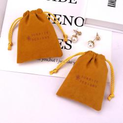 Custom Logo Printed Jewelry Packaging Drawstring Bag Necklace Bracelet Gift Storage Dust Velvet Pouch