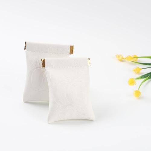 Custom Emboss Logo Magnet Small Pu Leather Gift Jewelry Earphone Data Line Storage Bag Pouch