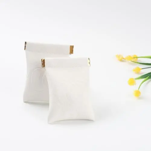 Custom Emboss Logo Magnet Small Pu Leather Gift Jewelry Earphone Data Line Storage Bag Pouch