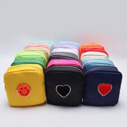 Keymay Women Small Cute Chenille DIY Zipper Pouch Travel Storage Organizer Bag Cosmetic Toiletry Bag ladies nylon Make Up