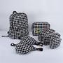 Keymay RTS Adjustable Shoulder Strap Cherecked Plaid Black Beige Tweed Fanny Pack Everyday Waist Pouch Fanny Pack Crossbody