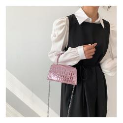 KBW710 Women Bag New Fashion Patent Leather Glossy Handheld Single Shoulder Crossbody Bag Ladies Stone Pattern Square Bag