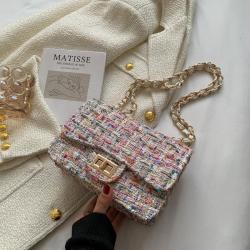 New Product tweed women's bags fashion 2024 popular Korean style hobo chain shoulder crossbody bag for women messenger bags