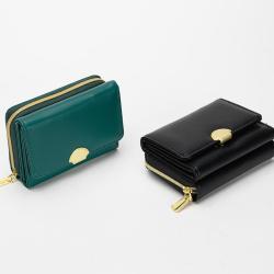ZR860 Women's Short Zipper Wallet Fashion Girl PU Small Wallet Horizontal Square ID Card Holder Coin Purse Colored Zero Wallet