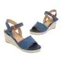 Sandalias Verano Mujer Fashion Ladies Platform Mid Heels Espadrilles Peep Toe Denim Straw Woven Wedge Heel Sandals For Women