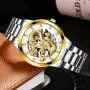 2022 Fashion Leather Man's Wrist Watch Band Quartz Wristwatch Reloj Luxury Gold Watch Creative Men Chain Quartz Wristwatches