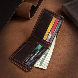 Crazy Horse Genuine Leather Luxury Purse Casual Wallets Vintage Slim Wallet custom leather wallet for men credit card holder bag