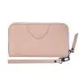 Luxury genuine cowhide leather long purse custom logo woman wallet with wristband rfid protection