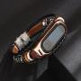 Hot Sale Bracelet Strap For Mi Band 3/4 NFC Buckle Metal Ethnic Style Beaded Retro Genuine Leather Element Replacement Wristband