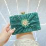 New Arrival Ladies Glitter Striped Pleated Evening Bag Rhinestones Flower Dress Wedding Clutch Bags Handbags For Woman