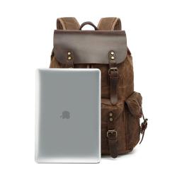 Hot Sale large capacity Canvas Bags high quality unisex Waxed retro rucksack custom leather travel vintage men backpacks