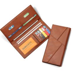 ZR463 RFID Men's Wallet Purse Trend Montage Horizontal Long Card Bag Open PU Business ID Wallet Card Holder Case Money Clip