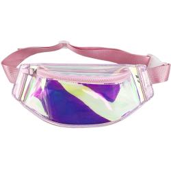 Stock Holographic Clear Iridescent Waist Bag Colorful Adjustable 19 to 47" Waist Strap Shiny Cheap Bum Travel Fanny Pack Women