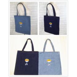 Women's Denim Canvas Shoulder Bag Fashionable Two-Handle Shopping Bag for Students Mothers Make-Up Leisure Use