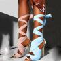 2021 fashion satin laced thin high heel ladies sandals