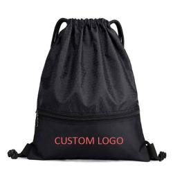 Gelory Custom Logo Drawstring Printed Polyester Gym Bags Training Gymsack Polyester Waterproof Drawstring Bag