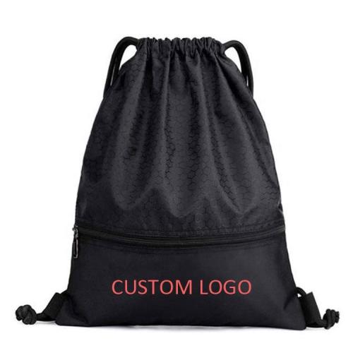 Gelory Custom Logo Drawstring Printed Polyester Gym Bags Training Gymsack Polyester Waterproof Drawstring Bag
