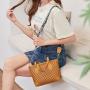 2024 Women's Fashionable Crossbody Small Handbag Portable Bag Circle Pattern Contrast Colors New Simple Design Chain Decoration