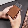 Men pop up wallet metal and leather rfid blocking wallet