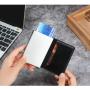 Men RFID Anti-theft brush purse Aluminum alloy ejection Credit Card Holder Aluminum Case Pocket Travel Business Leather Wallet