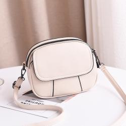 Bolsos New Fashion Student Mobile Phone Single Shoulder Bag Simple Ladies Small Round Bag Pu Pure Color Zipper Crossbody Bag