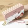 ZR506 Women's Wallet Long Handbag PU Double-layer Zipper Coins Wallet Purse Stylish Contrast Color Mobile Phone Bag Card Holder