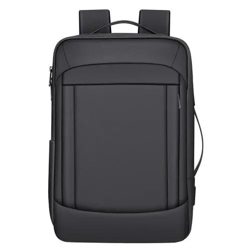 Men's Large Capacity Nylon Business Backpack Waterproof Outdoor Travel Computer Bag with Expansion and Printed LOGO