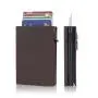 Genuine Leather RFID Blocking Slim Minimalist Thin Front Pocket Card Holder Rfid Wallet Metal Card Case Luxury Anti Money Clip