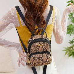 New Casual Fashion Snake Print Women's Backpack China Wholesale PU Ladies Bag Luxury Female Serpentine Bag for Ladies