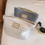 Fashion Solid Color Large Capacity Cosmetic Bag Custom Embroidery Lace Fabric Travel Bag Portable Makeup Pouch