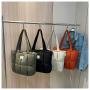 HR442 New Personalized Trend Vertical Stripe Shoulder Bag Fabric Face Simple Women's Bag Filled Cotton Soft Glutinous Tote Bag