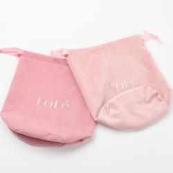 Round Bottom Pink Velvet Dust Pouch Cosmetic Drawstring Jewelry Gift Storage Bags