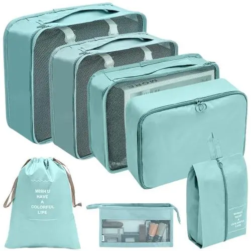 Customized Lightweight Travel Accessories 7 Set Packing Cubes For Suitcases Travel Luggage Organizers