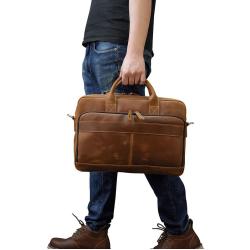 ZWY192 2024 Men Genuine Leather Vintage Briefcase New Wholesale Waterproof Business Handbag Daily Work Lightweight Laptop Cases