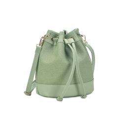 2024 Custom Canvas PU Leather Bucket Crossbody Bag For Women Shoulder Drawstring