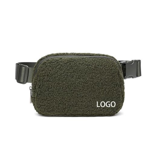 Personalized Luxury Cute Soft Women Belt Bag Bum Waist Pouch Green Plush Versatile 1L Fanny Pack Crossbody Bag