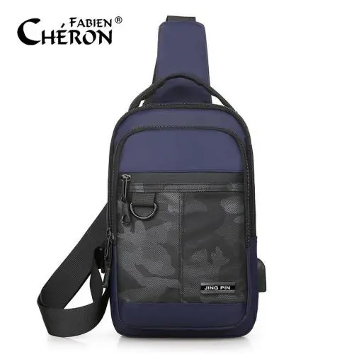 Professional Outdoor Supplier Functional Double Pocket Hip Pop Cross Body Sling Chest Bag With Usb Charging Port