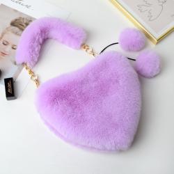 2024 New Fashion Lovely Plush Heart-shaped Bag Female Plush Love Portable Chain Peach Heart Bag Tote Bag for Women